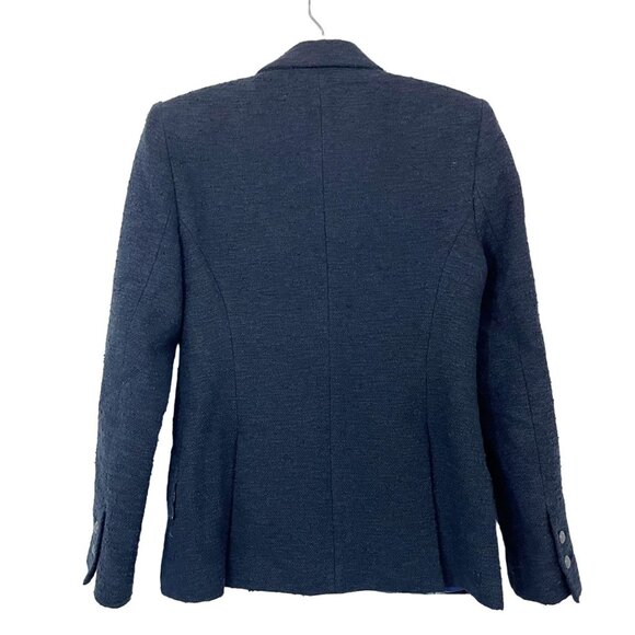 L'Agence Chamberlain Cotton Blend Boucle Tweed Blazer Jacket Navy Blue - Size 4 - Picture 2 of 8